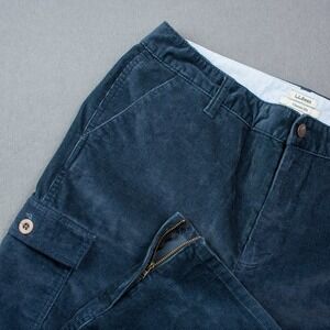 L.L.Bean Classic Fit Corduroy Cargo Pants Blue Women's 14 Retro Preppy Everyday